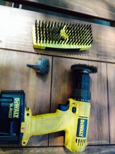 A drill, wire brushes.